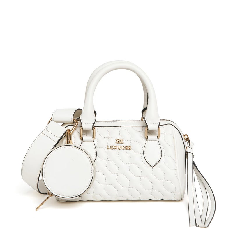 KLEIO Quilted Vegan Leather Medium Handbag with Pouch & Sling for Women & Girls - Image 1